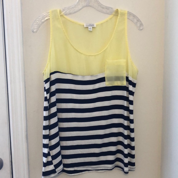 Charming Charlie Tops - Charming Charlie: Yellow White and Navy Tank Top